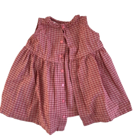 OLILY LAYERING APRON OR DRESS SZ 12 mo PLAID BUTTON BACK - Picture 2 of 3